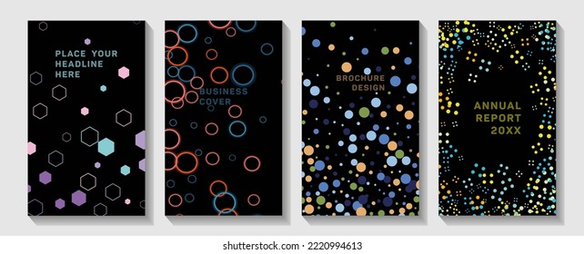  Starry night cover design background. Set line gradient texture.