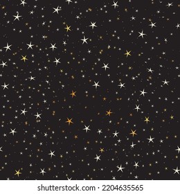Starry night dark background, seamless pattern with stars