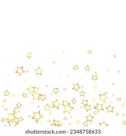 Starry night fairy tale background. Cute sparkling twinkles, christmas spirit in the air. Festive stars vector illustration on white background.