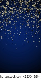 Starry night fairy tale background. Cute sparkling twinkles, christmas spirit in the air. Festive stars vector illustration on dark blue background.
