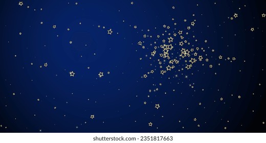 Starry night fairy tale background. Cute sparkling twinkles, christmas spirit in the air. Festive stars vector illustration on dark blue background.
