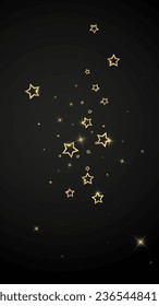 Starry night fairy tale background. Cute sparkling twinkles, christmas spirit in the air. Festive stars vector illustration on black background.