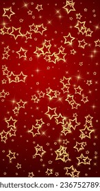Starry night fairy tale background. Cute sparkling twinkles, christmas spirit in the air. Festive stars vector illustration on red background.