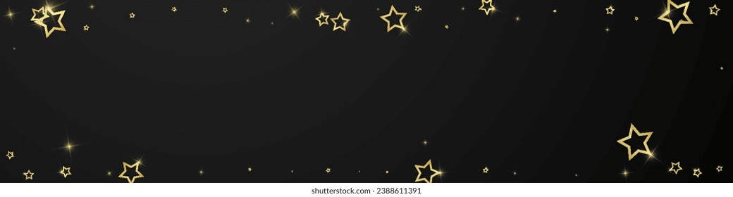 Starry night fairy tale background. Cute sparkling twinkles, christmas spirit in the air. Festive stars vector illustration on black background.