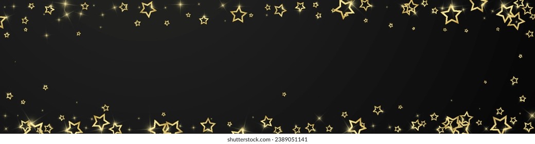 Starry night fairy tale background. Cute sparkling twinkles, christmas spirit in the air. Festive stars vector illustration on black background.