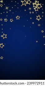 Starry night fairy tale background. Cute sparkling twinkles, christmas spirit in the air. Festive stars vector illustration on dark blue background.