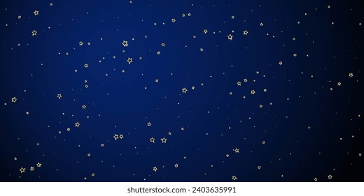 Starry night fairy tale background. Cute sparkling twinkles, christmas spirit in the air. Festive stars vector illustration on dark blue background.
