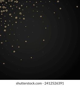 Starry night fairy tale background. Cute sparkling twinkles, christmas spirit in the air. Festive stars vector illustration on black background.