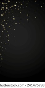 Starry night fairy tale background. Cute sparkling twinkles, christmas spirit in the air. Festive stars vector illustration on black background.