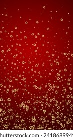 Starry night fairy tale background. Cute sparkling twinkles, christmas spirit in the air. Festive stars vector illustration on red background.