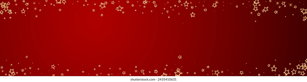 Starry night fairy tale background. Cute sparkling twinkles, christmas spirit in the air. Festive stars vector illustration on red background.