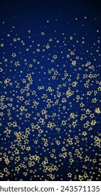 Starry night fairy tale background. Cute sparkling twinkles, christmas spirit in the air. Festive stars vector illustration on dark blue background.