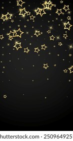 Starry night fairy tale background. Cute sparkling twinkles, christmas spirit in the air. Festive stars vector illustration on black background.