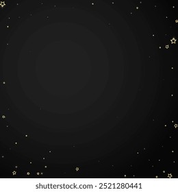 Starry night fairy tale background. Cute sparkling twinkles, christmas spirit in the air. Festive stars vector illustration on black background.