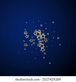 Sterrennacht sprookje achtergrond. Leuke sprankelende twinkels, kerstsfeer in de lucht. Feestelijke sterren vectorillustratie op donkerblauwe achtergrond.