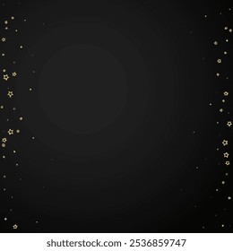 Starry night fairy tale background. Cute sparkling twinkles, christmas spirit in the air. Festive stars vector illustration on black background.