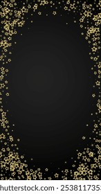 Starry night fairy tale background. Cute sparkling twinkles, christmas spirit in the air. Festive stars vector illustration on black background.