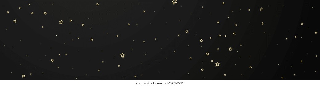 Starry night fairy tale background. Cute sparkling twinkles, christmas spirit in the air. Festive stars vector illustration on black background.