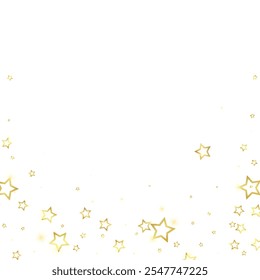 Starry night fairy tale background. Cute sparkling twinkles, christmas spirit in the air. Festive stars vector illustration on white background.