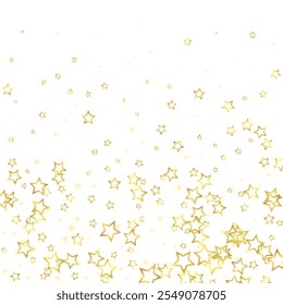 Starry night fairy tale background. Cute sparkling twinkles, christmas spirit in the air. Festive stars vector illustration on white background.