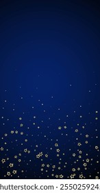 Starry night fairy tale background. Cute sparkling twinkles, christmas spirit in the air. Festive stars vector illustration on dark blue background.