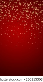 Starry night fairy tale background. Cute sparkling twinkles, christmas spirit in the air. Festive stars vector illustration on red background.