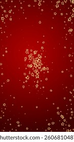 Starry night fairy tale background. Cute sparkling twinkles, christmas spirit in the air. Festive stars vector illustration on red background.