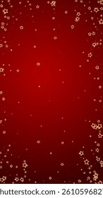 Starry night fairy tale background. Cute sparkling twinkles, christmas spirit in the air. Festive stars vector illustration on red background.