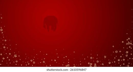 Starry night fairy tale background. Cute sparkling twinkles, christmas spirit in the air. Festive stars vector illustration on red background.