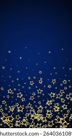 Starry night fairy tale background. Cute sparkling twinkles, christmas spirit in the air. Festive stars vector illustration on dark blue background.
