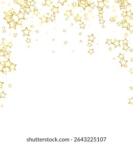 Starry night fairy tale background. Cute sparkling twinkles, christmas spirit in the air. Festive stars vector illustration on white background.