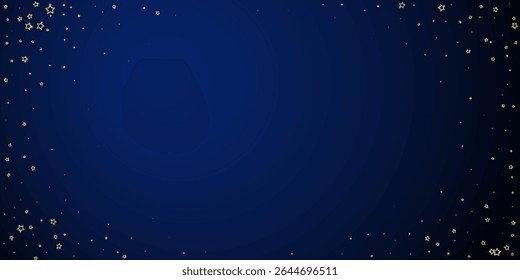 Starry night fairy tale background. Cute sparkling twinkles, christmas spirit in the air. Festive stars vector illustration on dark blue background.