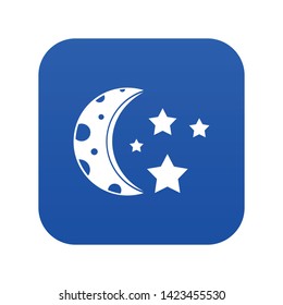 Starry night icon digital blue for any design isolated on white vector illustration