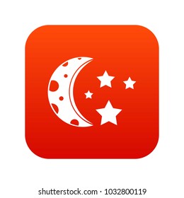 Starry night icon digital red for any design isolated on white vector illustration