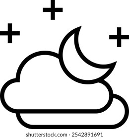 starry night icon. Thin linear style design isolated on white background