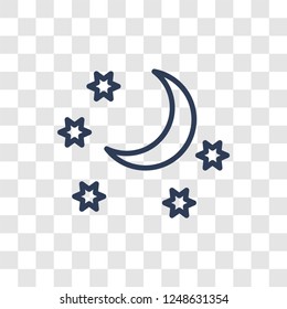 Starry night icon. Trendy linear Starry night logo concept on transparent background from Weather collection