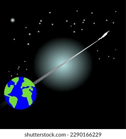 Starry night illustration of planet Eart.vector