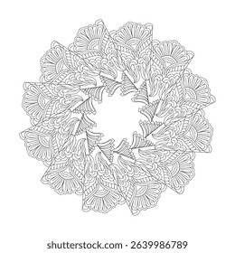 Starry Night Mandala template Coloring Book Page. Easy Mandala Coloring Book Pages for Adults to Relax, Experiences Give Relief. Resizeable Vector File