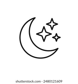 Starry Night Moon Stars Icon for Illustrations