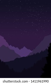 Starry night in mountain landscape