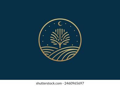 Starry Night Orchard Tree Logo Abstract Luxury Brand Identity