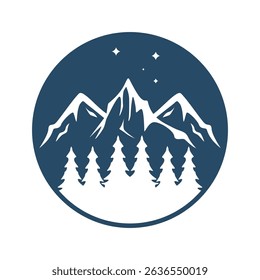 Starry night over mountain range