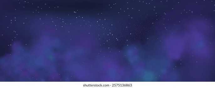 Starry night sky with astrological constellations. Space stars background.Space nebula and glittering stardust.