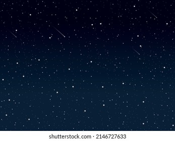 Starry night sky background with meteors vector illustration