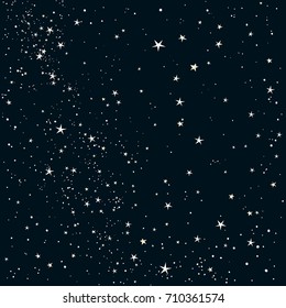 Starry night sky background. Space, stars and constellations. Vector illustration.