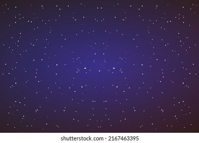 Starry night sky, blue shining space. Abstract background with stars, cosmos. Vector illustration for banner, brochure, web design