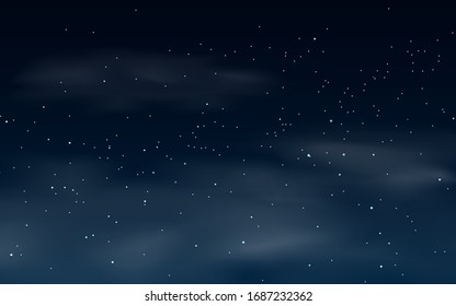 Starry night sky with clouds 