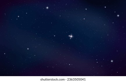Starry night sky, concept of web banner. Magic color galaxy. Horizontal space background with realistic nebula, stardust and shining stars. Infinite universe.