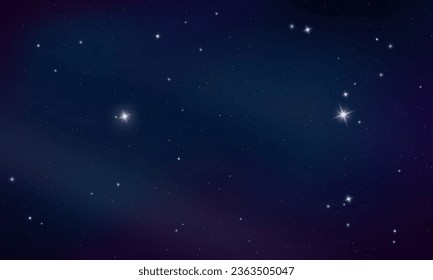 Starry night sky, concept of web banner. Magic color galaxy. Horizontal space background with realistic nebula, stardust and shining stars. Infinite universe.