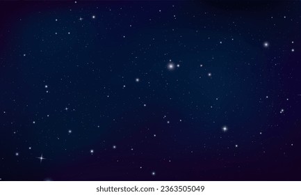 Starry night sky, concept of web banner. Magic color galaxy. Horizontal space background with realistic nebula, stardust and shining stars. Infinite universe.
